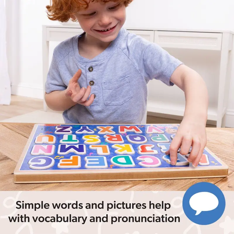 🎁 Limited-Time Offer | 26-Piece Wooden Alphabet Sound Puzzle 🔤 Light-Activated Phonics Toy