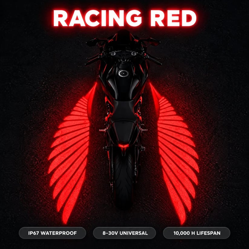 Racing Red ⏰ LAST DAY 50% OFF 🏍️ Angel Wing Motorcycle LED Projector Lights (1 Pair)