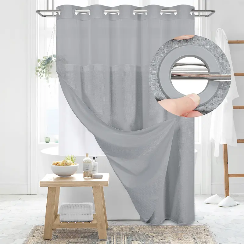 Cartivoe™ No-Hook Waffle Shower Curtain Set With Liner | Elegant Bathroom Upgrade