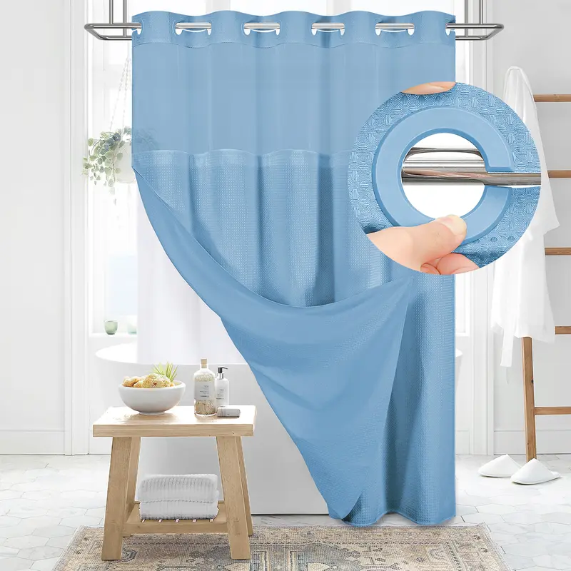 Cartivoe™ No-Hook Waffle Shower Curtain Set With Liner | Elegant Bathroom Upgrade