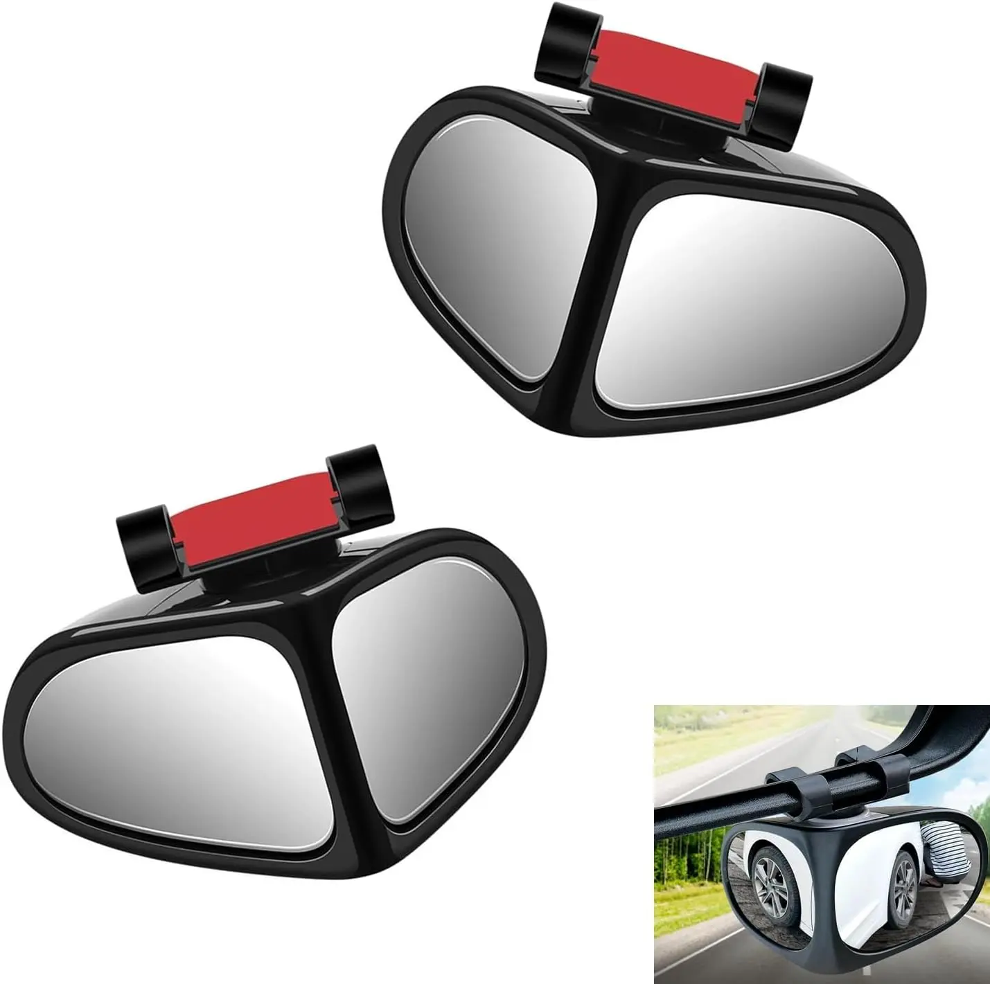 360° Rotatable Car Blind Spot Mirror - Real Glass ABS