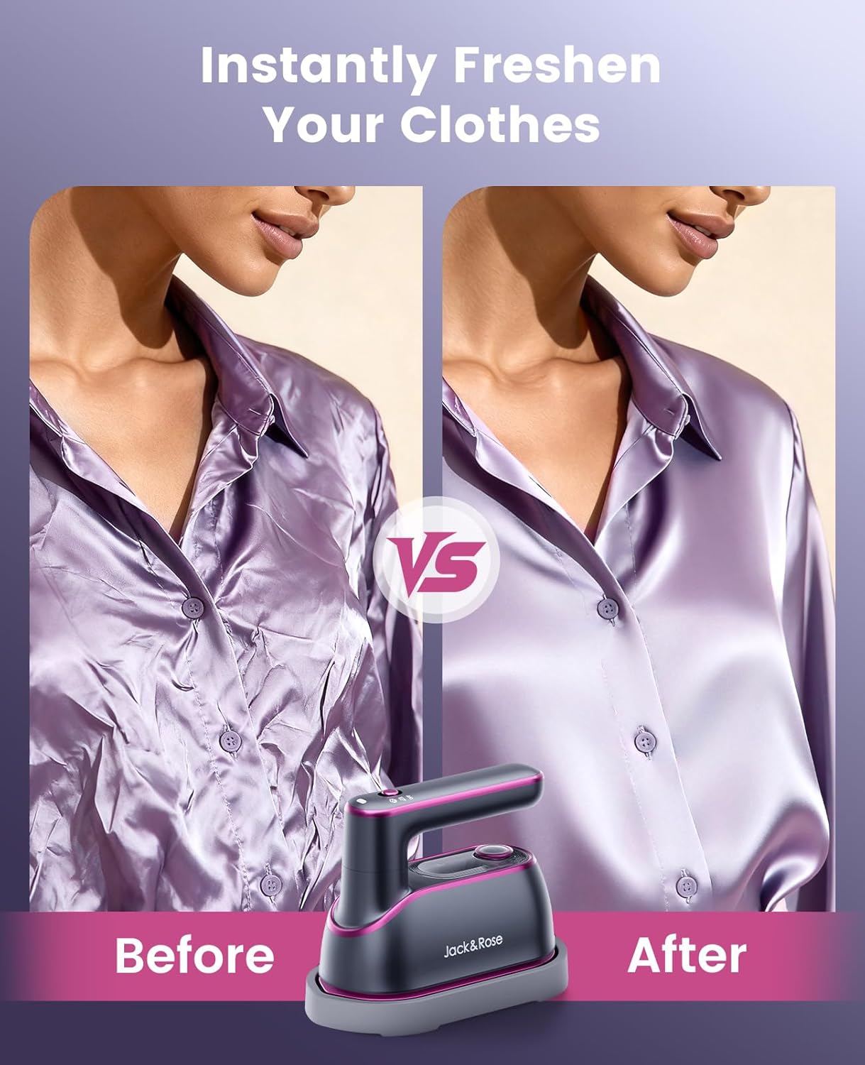 Travel Steam Iron for Clothes — Portable Handheld Travel-Size Steamer with 8-Second Rapid Heating and Large Ceramic Heating Panel