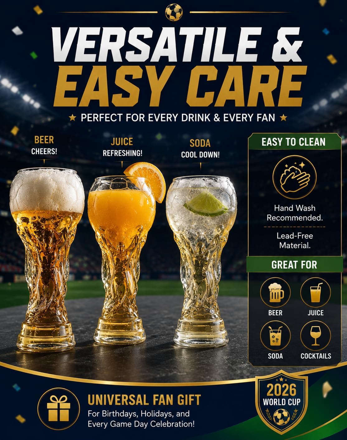 🏆2026 World Cup Champion Trophy Beer Glass⚽