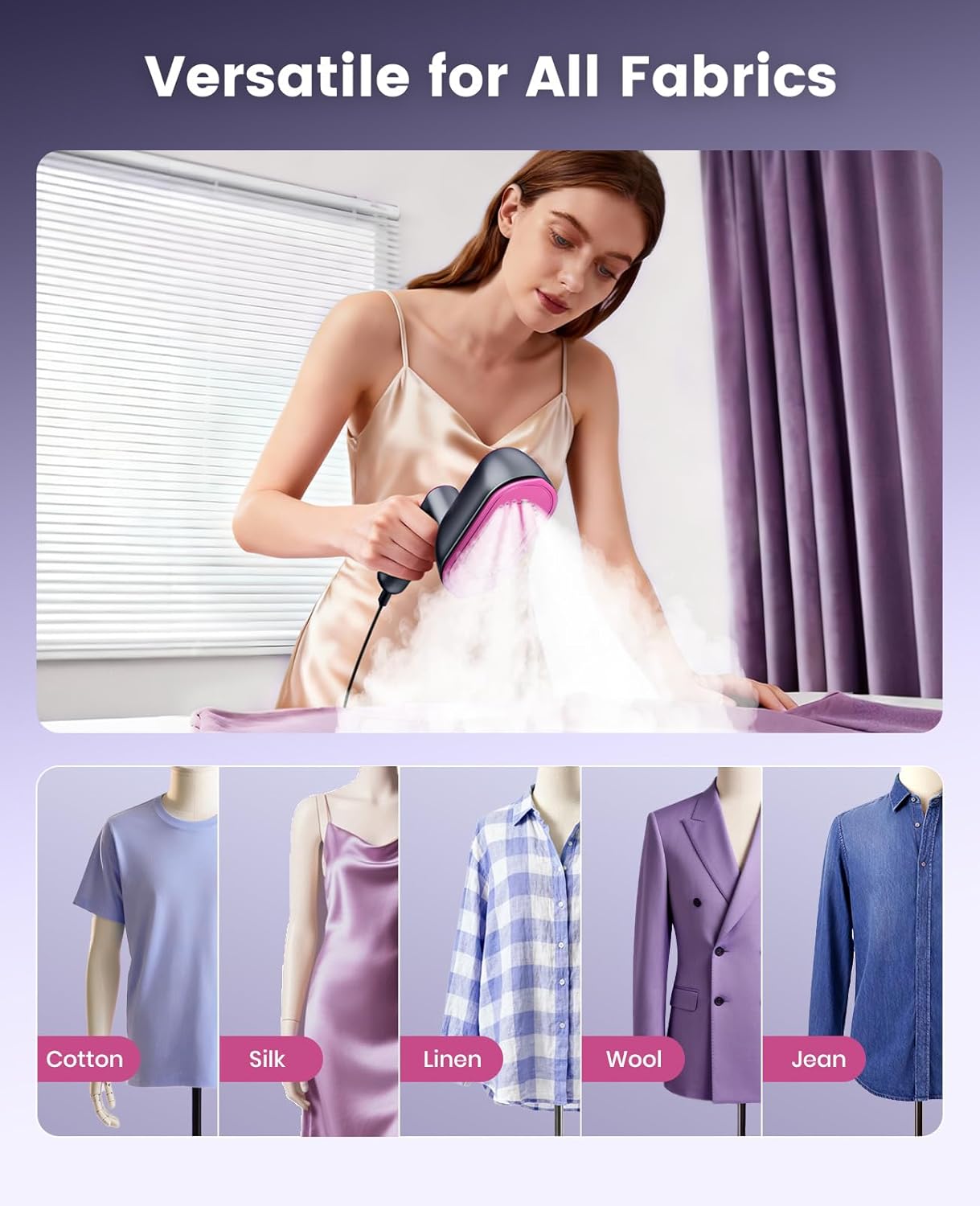 Travel Steam Iron for Clothes — Portable Handheld Travel-Size Steamer with 8-Second Rapid Heating and Large Ceramic Heating Panel