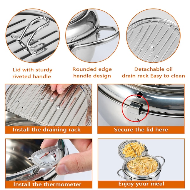 Multifunctional Stainless Steel Deep Frying Pot With Thermometer
