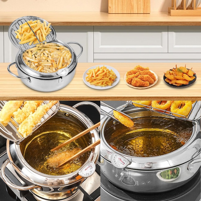 Multifunctional Stainless Steel Deep Frying Pot With Thermometer