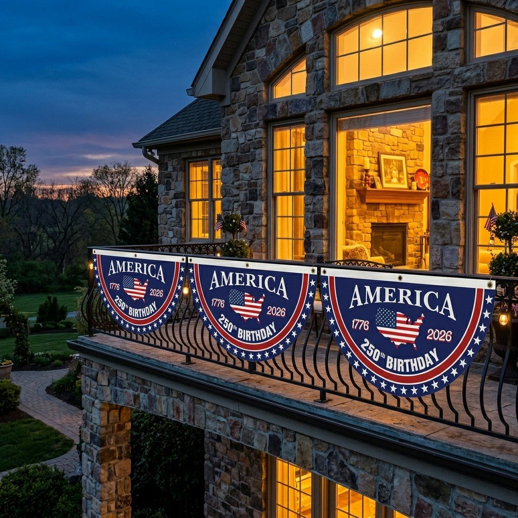 🗽USA 250th Anniversary Flag Half Round Banner🦅