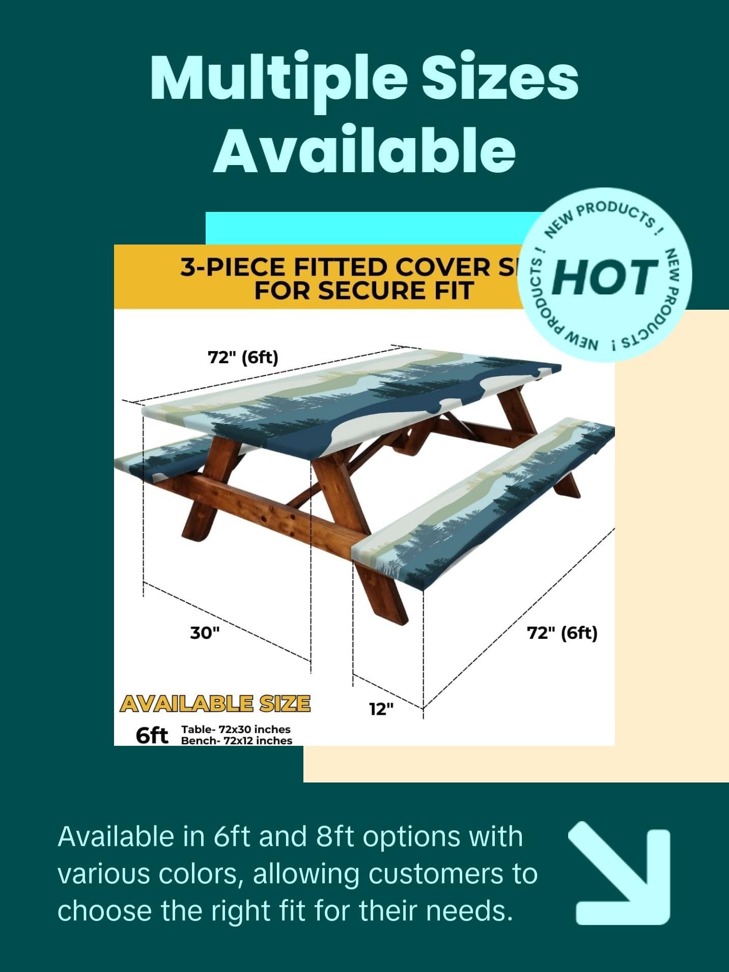 Waterproof Picnic Table Cover Set 🧺 – Fitted Outdoor Tablecloth Kit