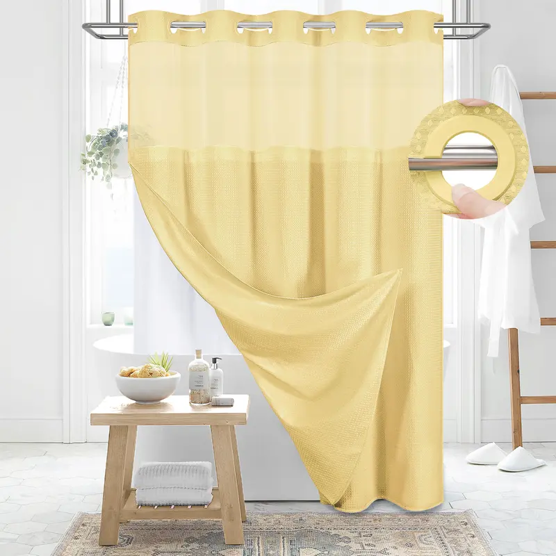 Cartivoe™ No-Hook Waffle Shower Curtain Set With Liner | Elegant Bathroom Upgrade