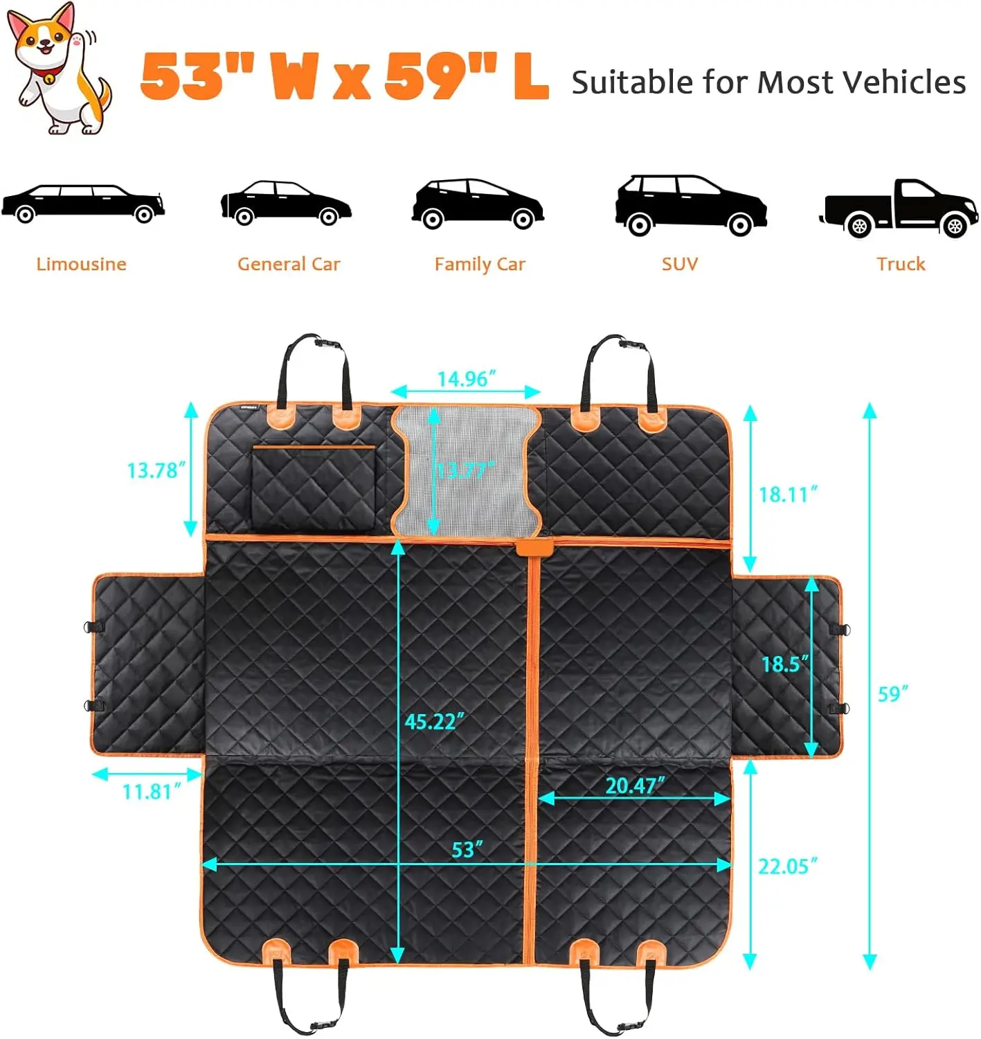 🐶 Hard-Bottom Dog Back Seat Extender & Waterproof Car Seat Cover