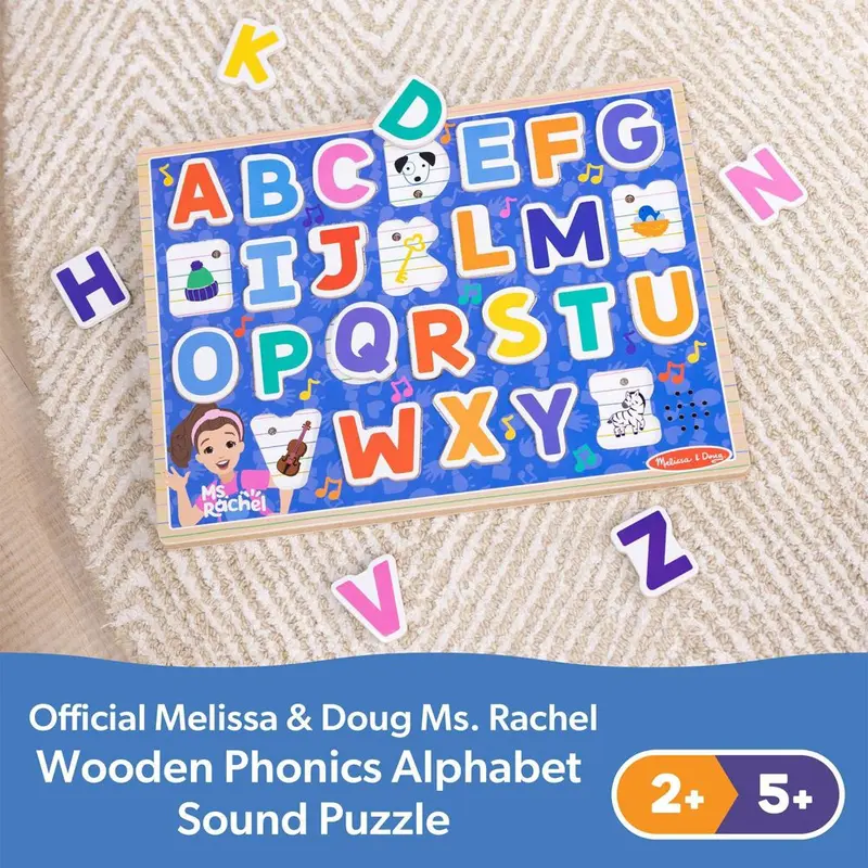 🎁 Limited-Time Offer | 26-Piece Wooden Alphabet Sound Puzzle 🔤 Light-Activated Phonics Toy