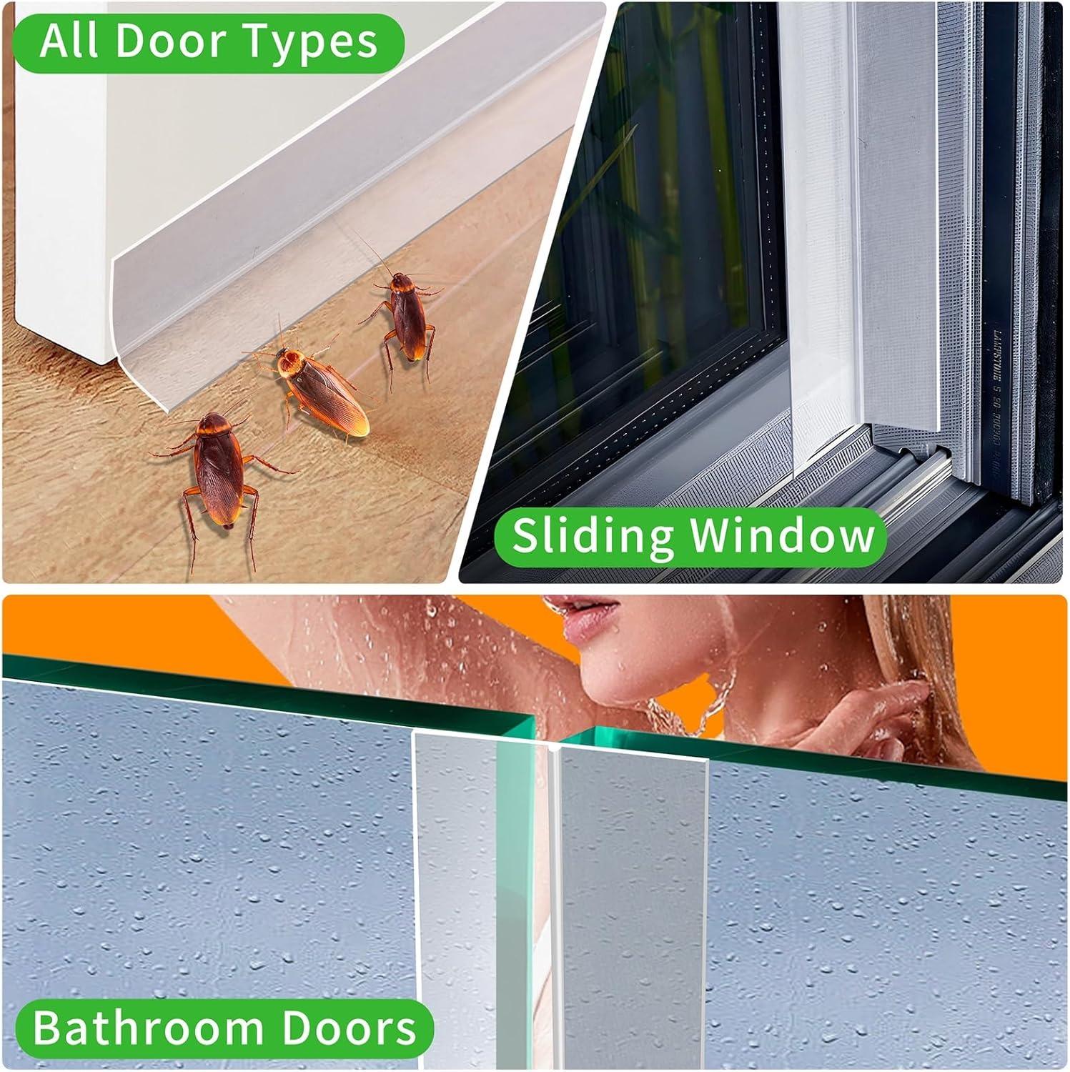 Adhesive Weather Stripping, 32.8Ft x 1.38in Draught Excluder Insulation Tape for Doors, Windows, Shower Sealing