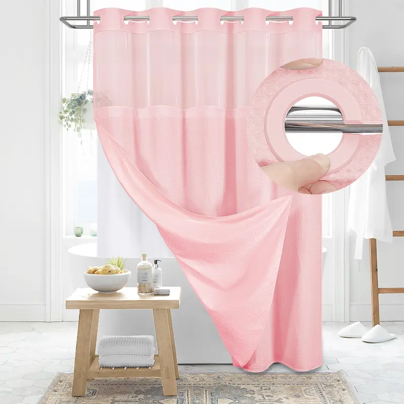 Cartivoe™ No-Hook Waffle Shower Curtain Set With Liner | Elegant Bathroom Upgrade