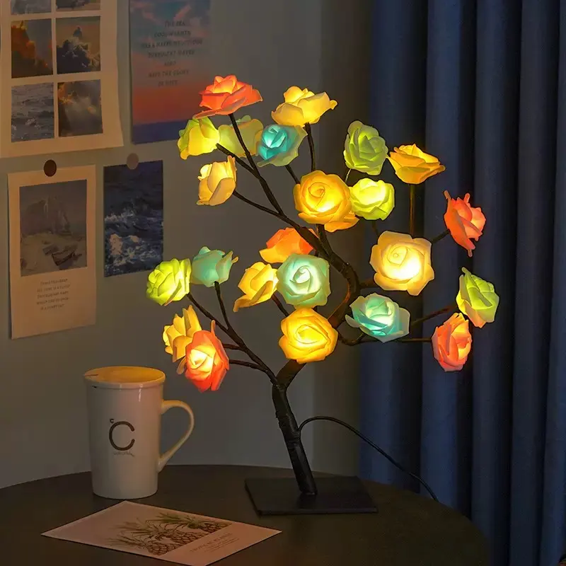 Rose-Shaped USB Night Light and Table Lamp for Home Decor