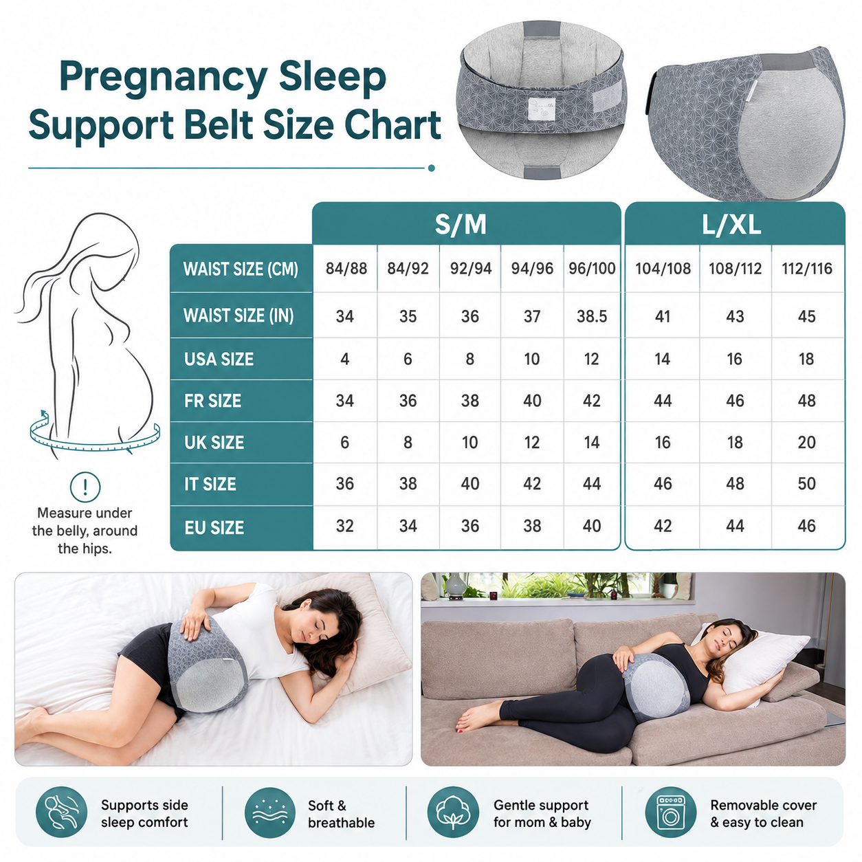🤰 Maternity Side-Sleep Support Belt – Gentle Belly & Hip Comfort for Pregnancy