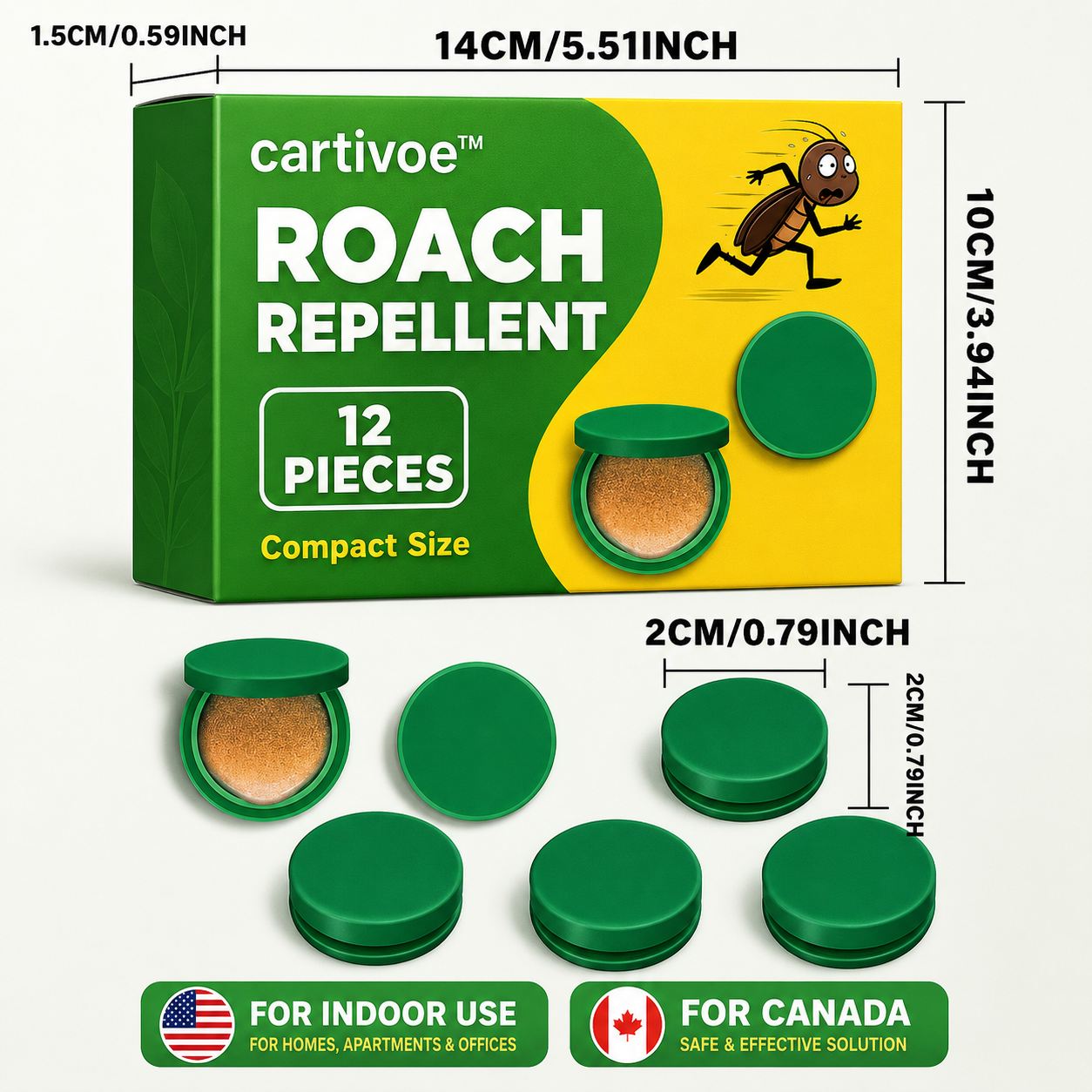 🪳 Cartivoe™ Roach Repellent – 12PCS Discreet Indoor Cockroach Control for Kitchens, Cabinets & Hidden Areas 🏠