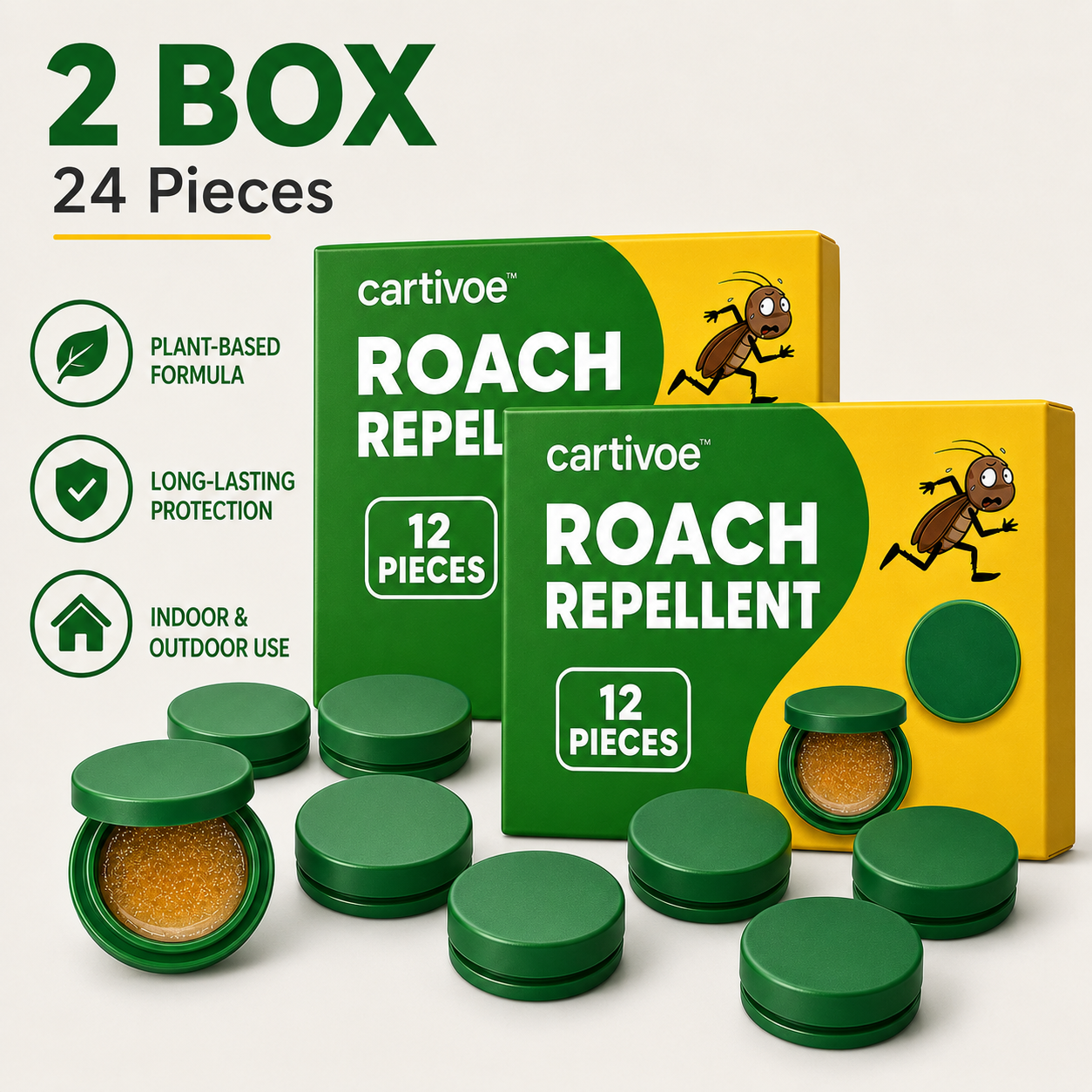 🪳 Cartivoe™ Roach Repellent – 12PCS Discreet Indoor Cockroach Control for Kitchens, Cabinets & Hidden Areas 🏠