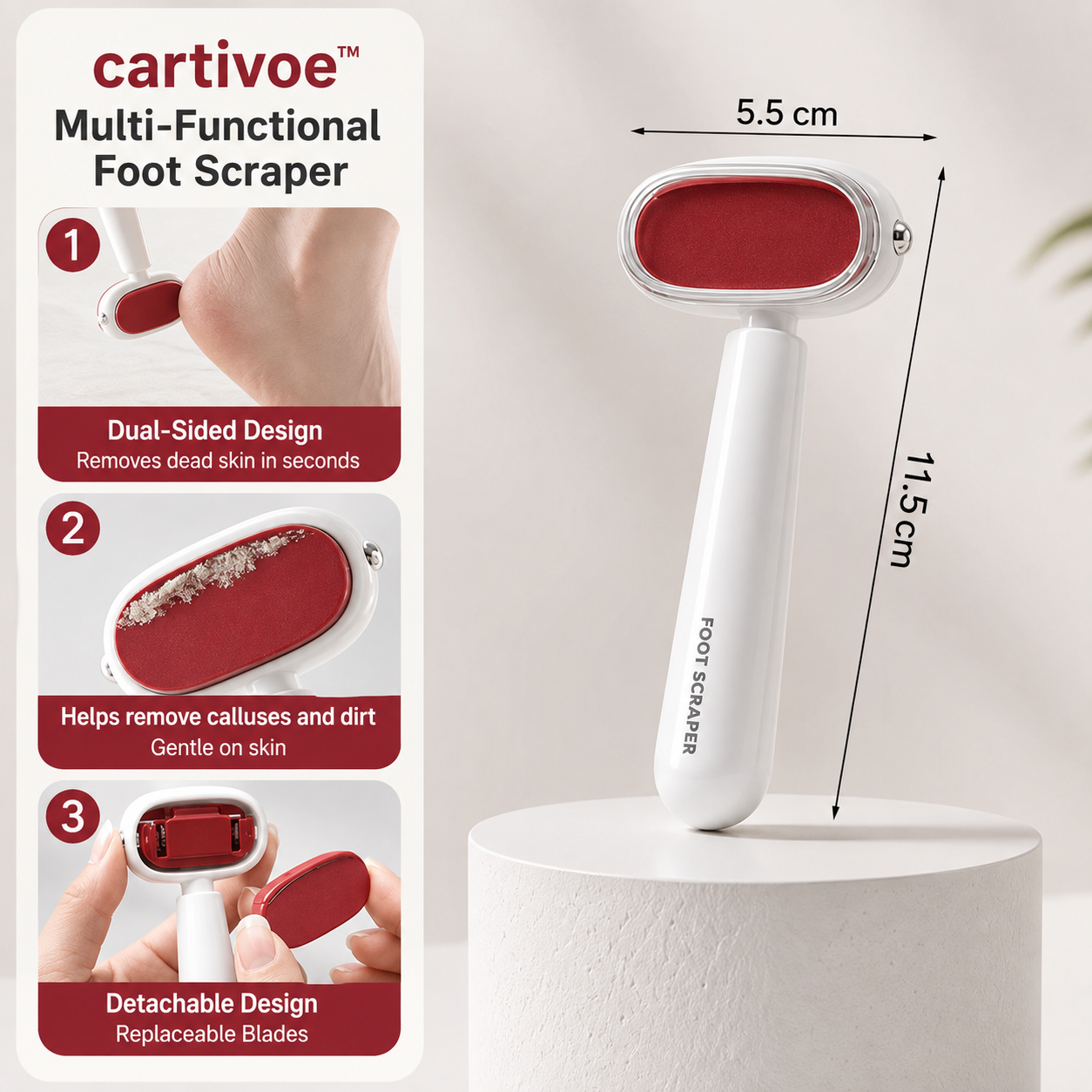 ✨ Cartivoe™ Dual-Sided Foot Callus Remover – 2-in-1 Dead Skin Scraper & Smoothing Foot Care Tool 🦶