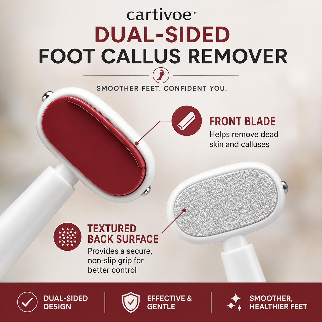 ✨ Cartivoe™ Dual-Sided Foot Callus Remover – 2-in-1 Dead Skin Scraper & Smoothing Foot Care Tool 🦶
