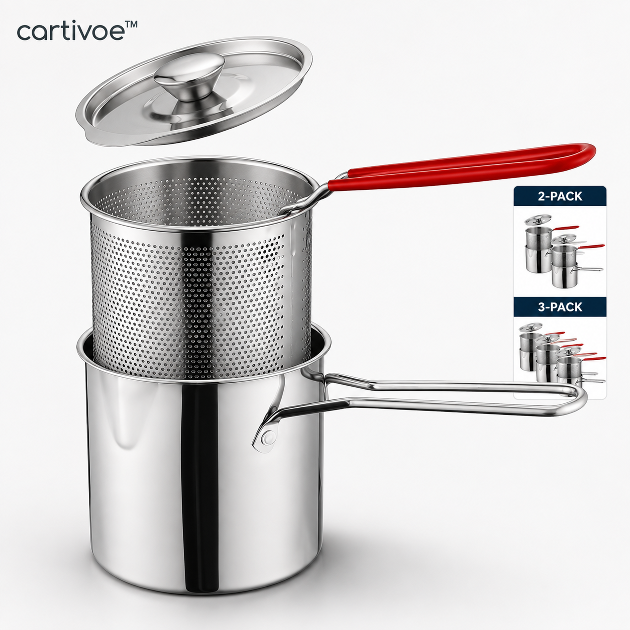 🍟 cartivoe™ 6-in-1 Stainless Steel Mini Fryer Pot with Strainer Basket – Small-Batch Frying Made Easy ✨