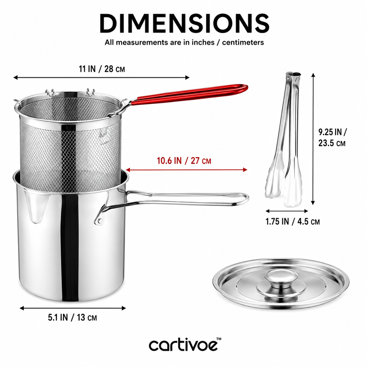 🍟 cartivoe™ 6-in-1 Stainless Steel Mini Fryer Pot with Strainer Basket – Small-Batch Frying Made Easy ✨