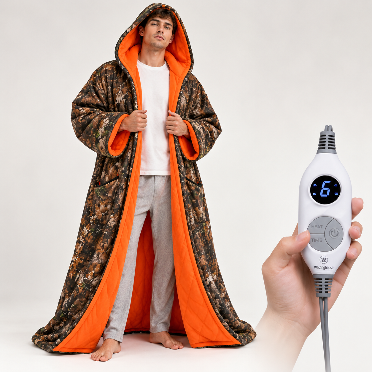 🔥Wearable Heated Blanket with Foot Pocket Sherpa🔥Overheat Protection & Auto Shut-Off