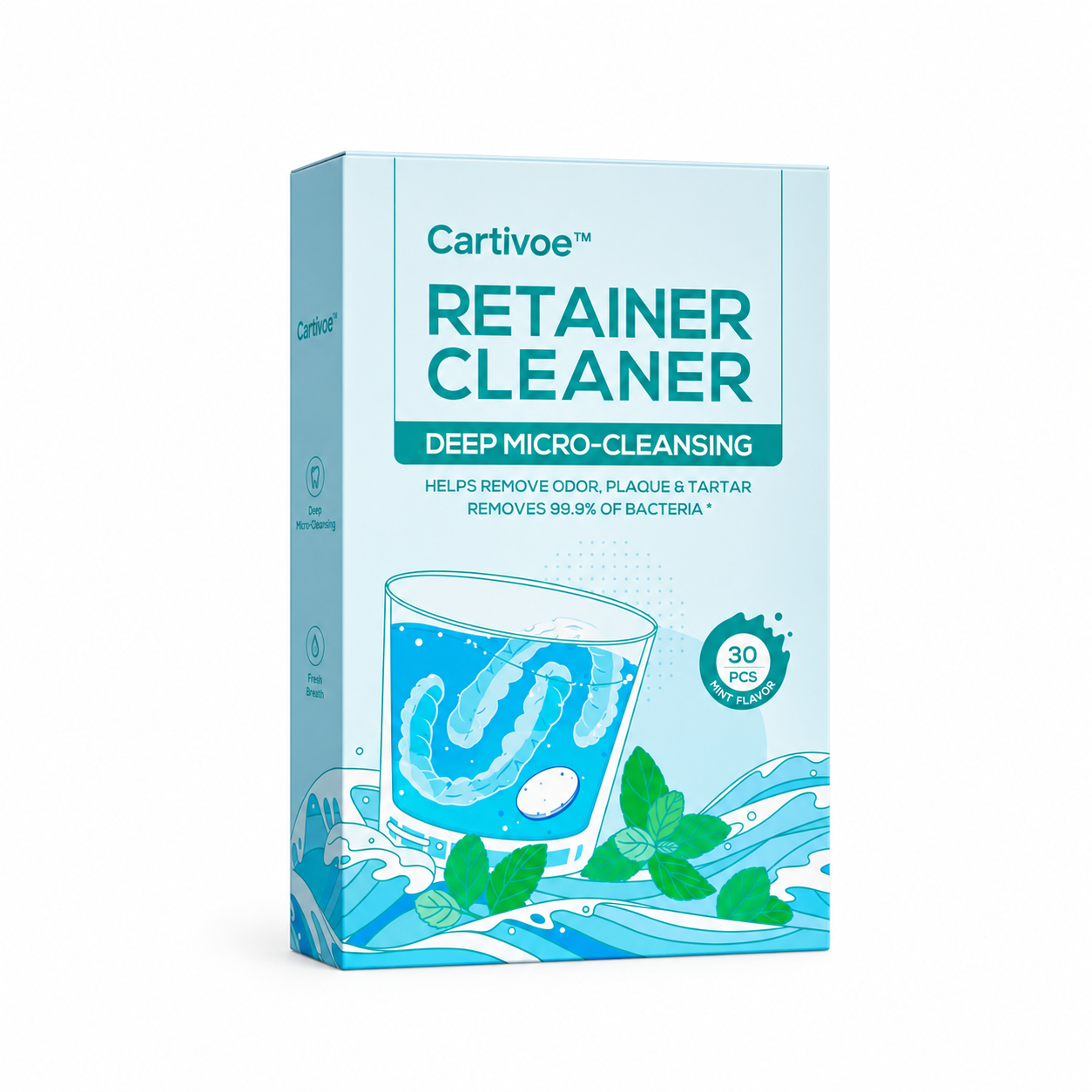 Cartivoe™ 4-in-1 Retainer Cleaning & Travel Case – Soaking Container with Drain Tray, Mirror & Brush for Aligners, Dentures & Mouthguards 🦷