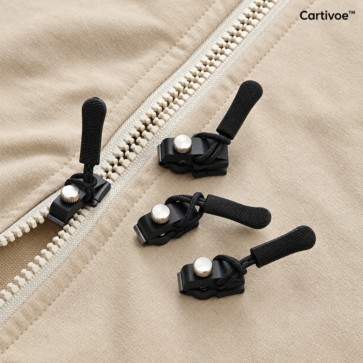 Cartivoe™ 50-Piece Tool-Free Zipper Repair Kit – 3-Size Detachable Replacement Zipper Sliders for Jackets, Luggage & Bags 🔧