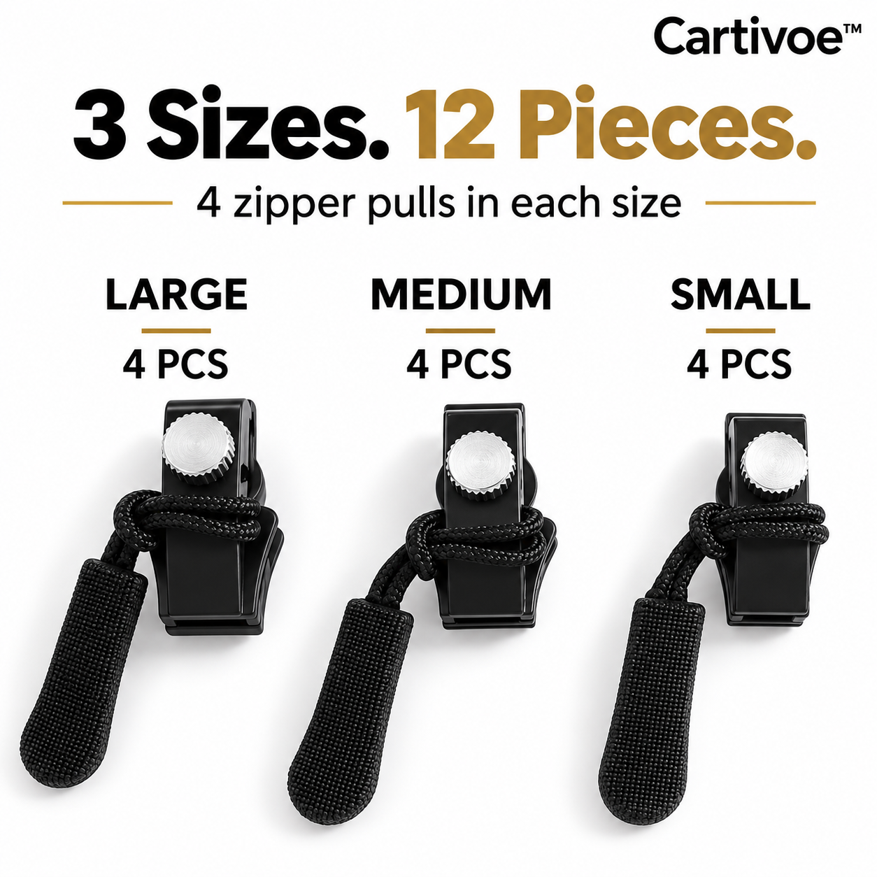 Cartivoe™ 50-Piece Tool-Free Zipper Repair Kit – 3-Size Detachable Replacement Zipper Sliders for Jackets, Luggage & Bags 🔧