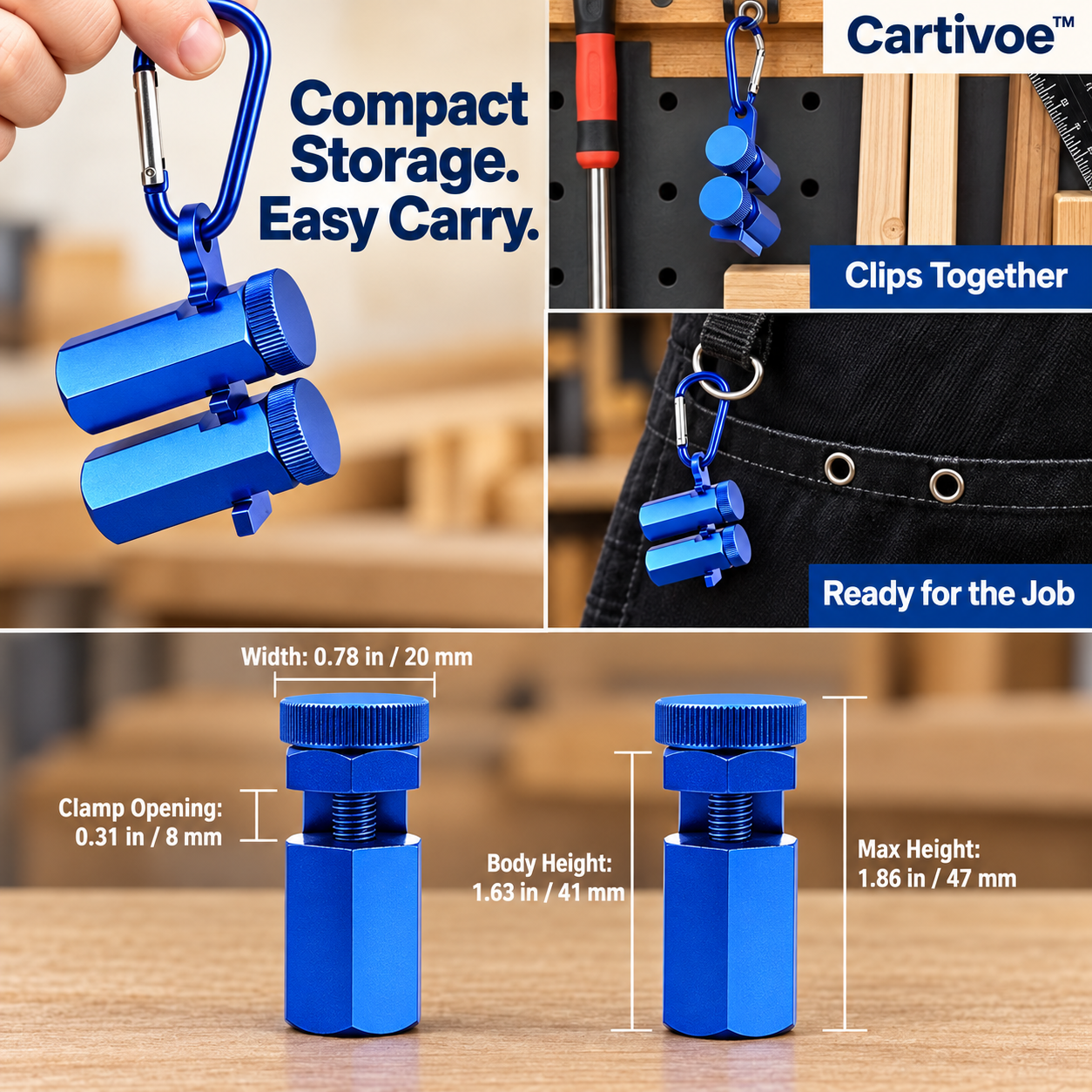 Cartivoe™ 2-Piece Aluminum Stair Gauges for Framing Square – Adjustable Layout Stops with Storage Holder for Stair Stringers, Rafters & Saw Guides 🔨