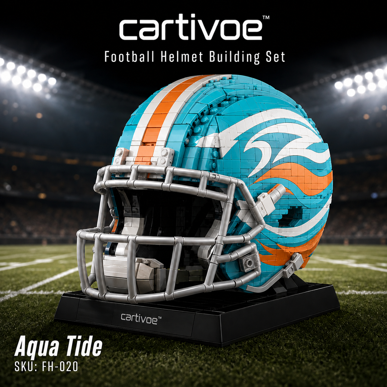 🏈 cartivoe™ American Football Helmet Building Set – Game-Day Color Collection