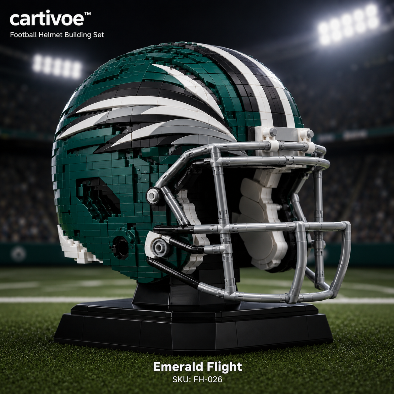 🏈 cartivoe™ American Football Helmet Building Set – Game-Day Color Collection