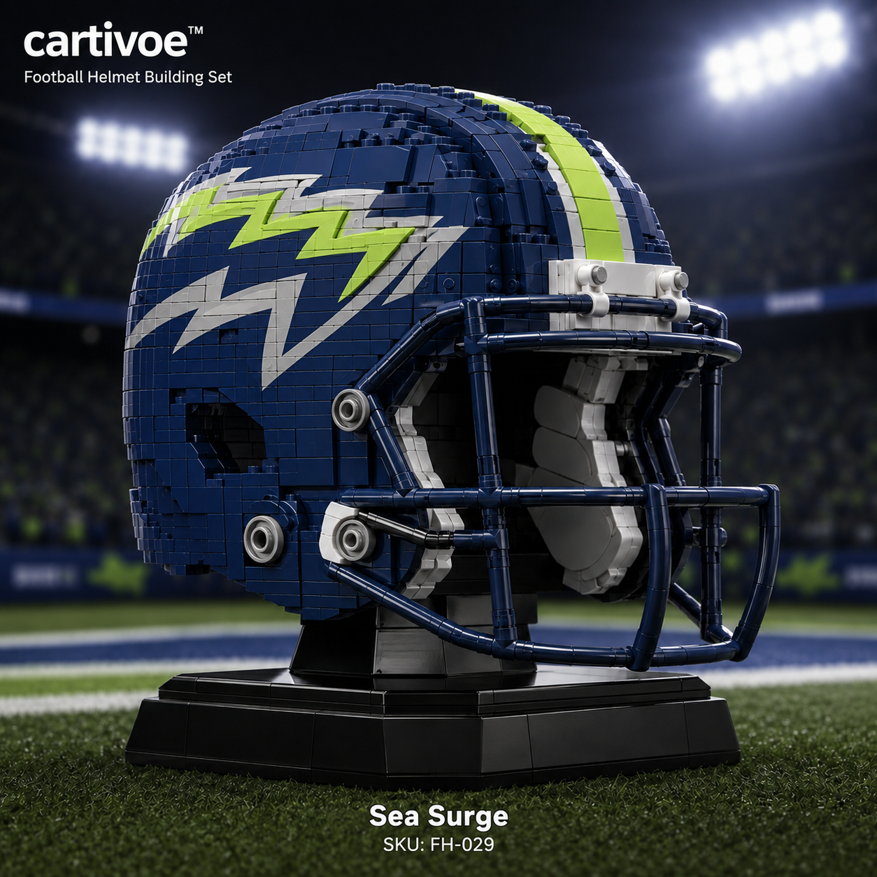 🏈 cartivoe™ American Football Helmet Building Set – Game-Day Color Collection