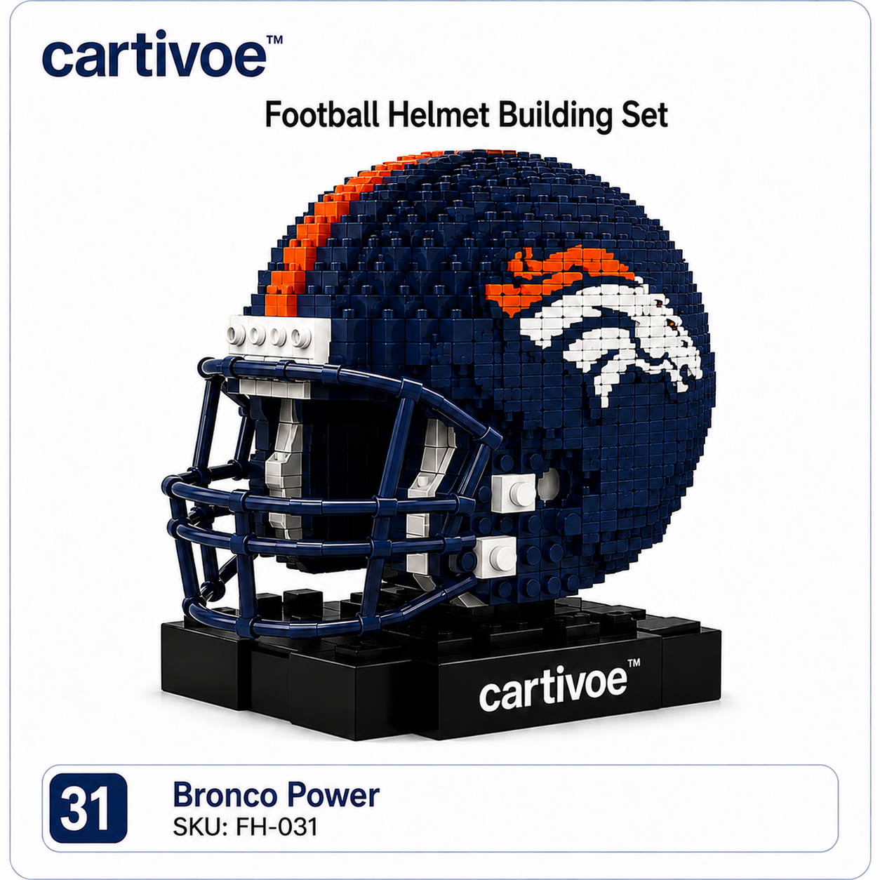 🏈 cartivoe™ American Football Helmet Building Set – Game-Day Color Collection