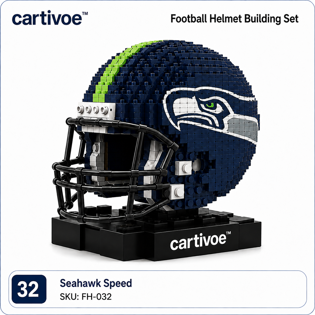🏈 cartivoe™ American Football Helmet Building Set – Game-Day Color Collection
