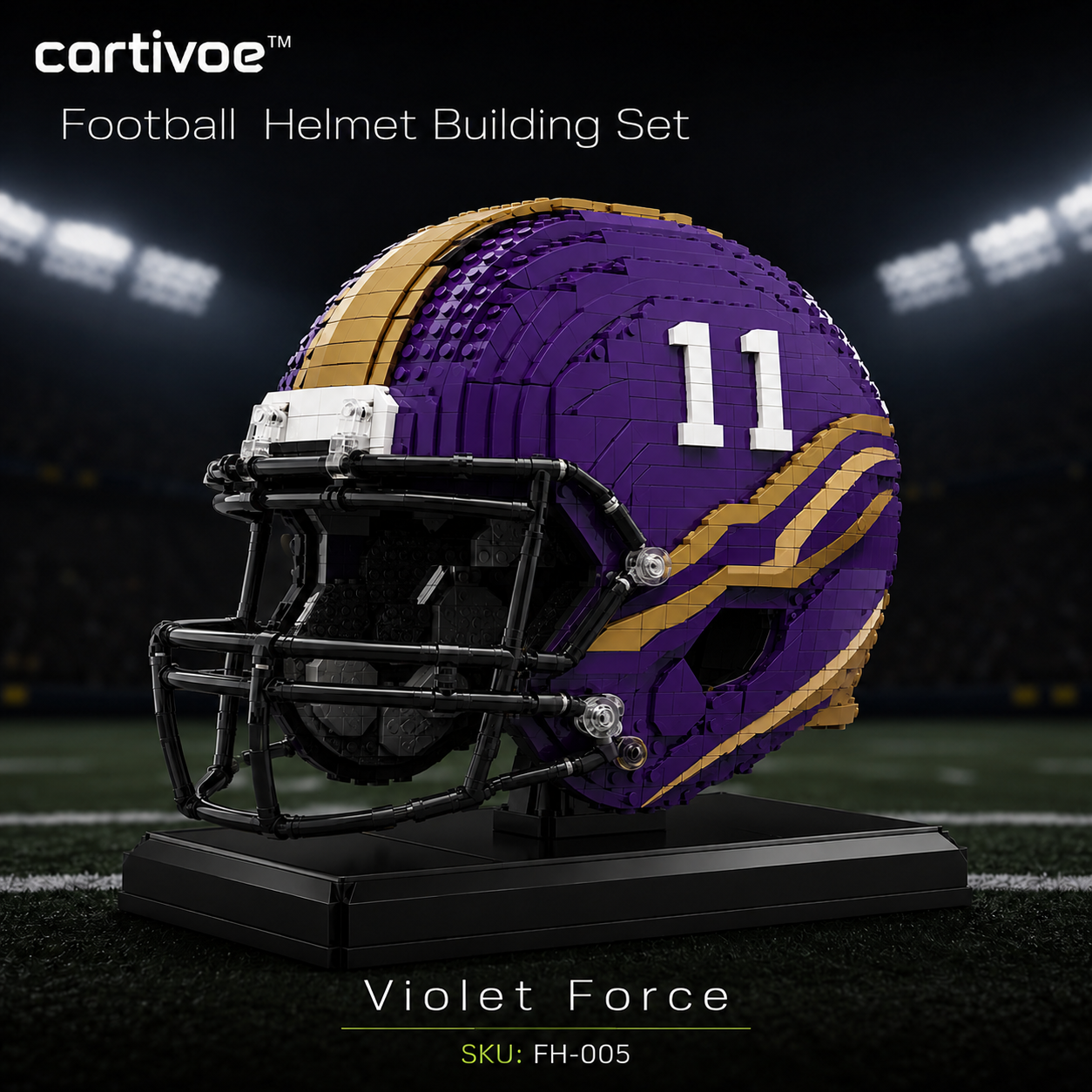 🏈 cartivoe™ American Football Helmet Building Set – Game-Day Color Collection