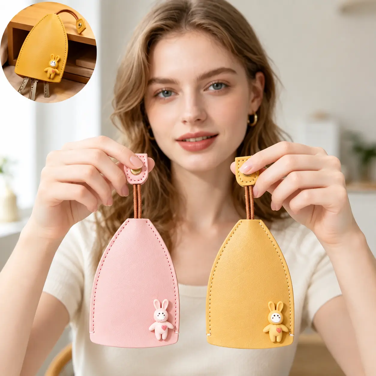 👜 Cartivoe™ Cute Pull-Out Key Case – Kawaii Leather Car Key Holder with Quick Access Design
