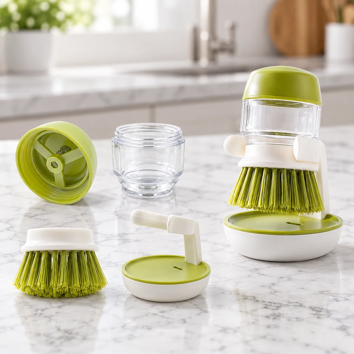 Familygiftsale - Soap Dispensing Dish Brush with Holder