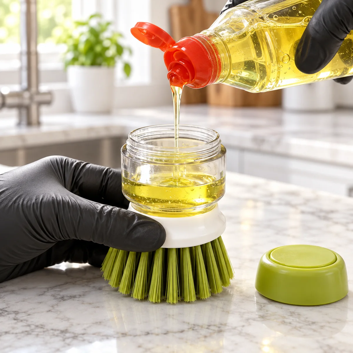 Familygiftsale - Soap Dispensing Dish Brush with Holder