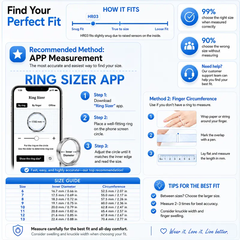 💍 HITIENX Smart Ring 3 – Sleep, Heart Rate & Activity Tracker | No Subscription, iOS & Android Compatible