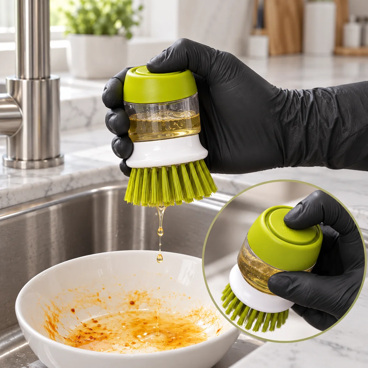 Familygiftsale - Soap Dispensing Dish Brush with Holder