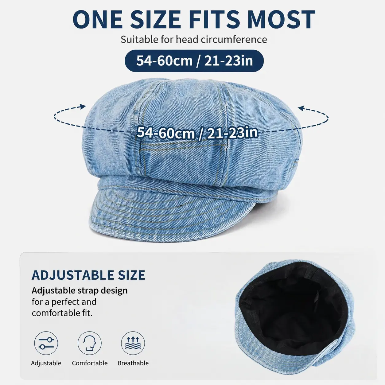 Cartivoe™ Women’s Vintage Cotton Denim Newsboy Cap – Classic 8-Panel Baker Boy Hat with Short Brim 🧢