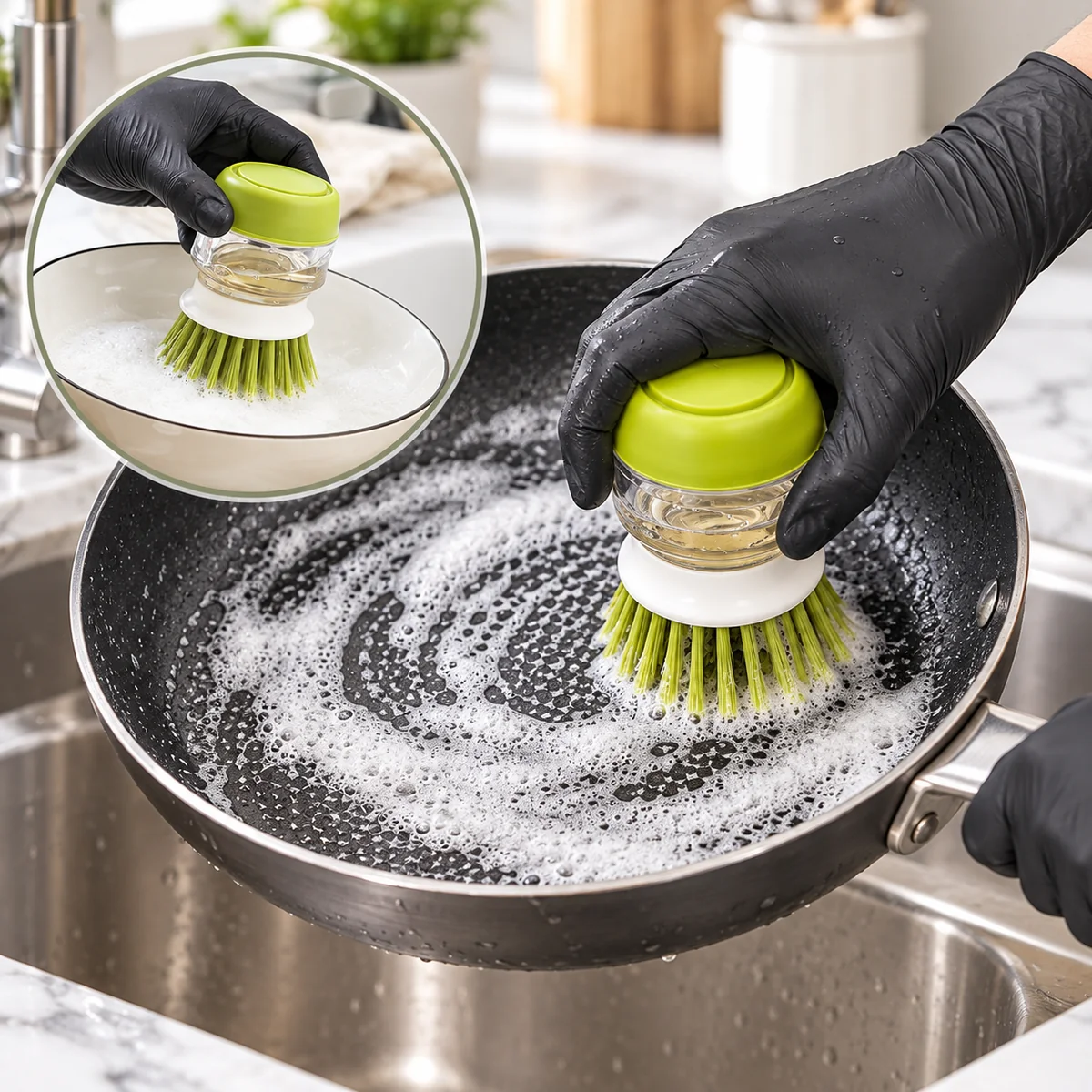 Familygiftsale - Soap Dispensing Dish Brush with Holder