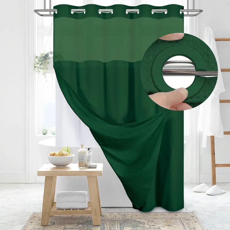 Cartivoe™ No-Hook Waffle Shower Curtain Set With Liner | Elegant Bathroom Upgrade