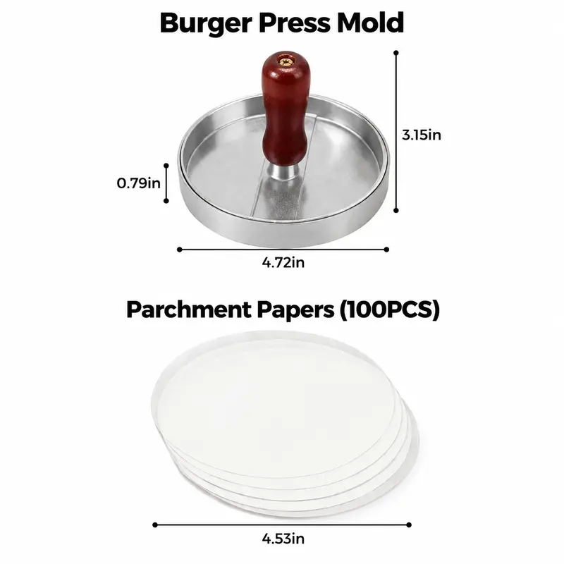 Stainless Steel Burger Press for Perfect Patties - Kitchenware