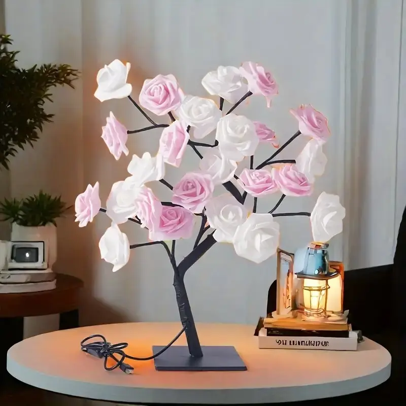 Rose-Shaped USB Night Light and Table Lamp for Home Decor