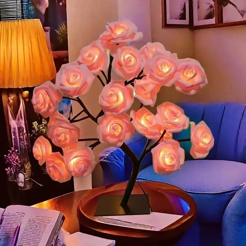 Rose-Shaped USB Night Light and Table Lamp for Home Decor