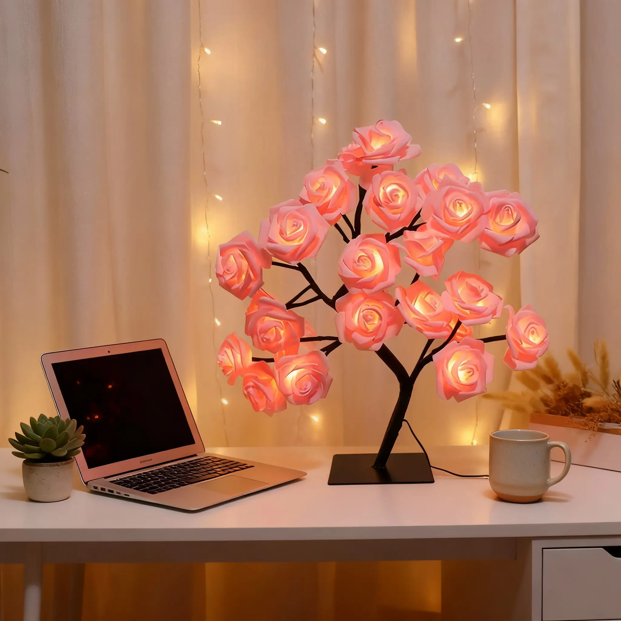 Rose-Shaped USB Night Light and Table Lamp for Home Decor