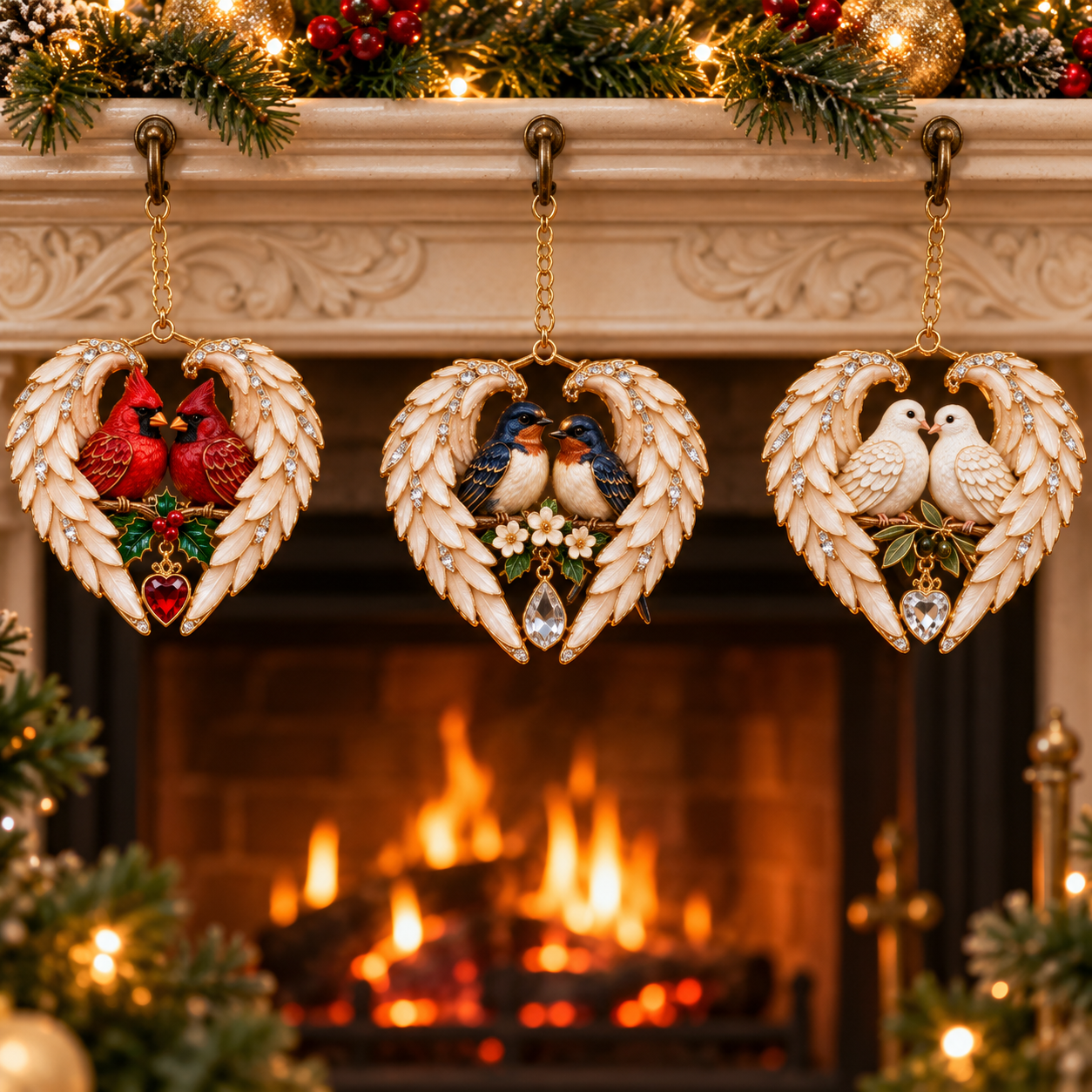 ❤️2026 Angel Wing Heart Christmas Ornaments - image 15