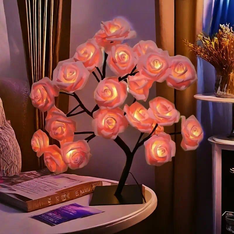 Rose-shaped night light, USB-powered, table lamp, bedroom lighting, holiday decorative lights, home decor, Valentine's Day gift, Mother's Day gift, home decor lighting